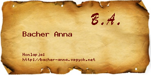 Bacher Anna névjegykártya